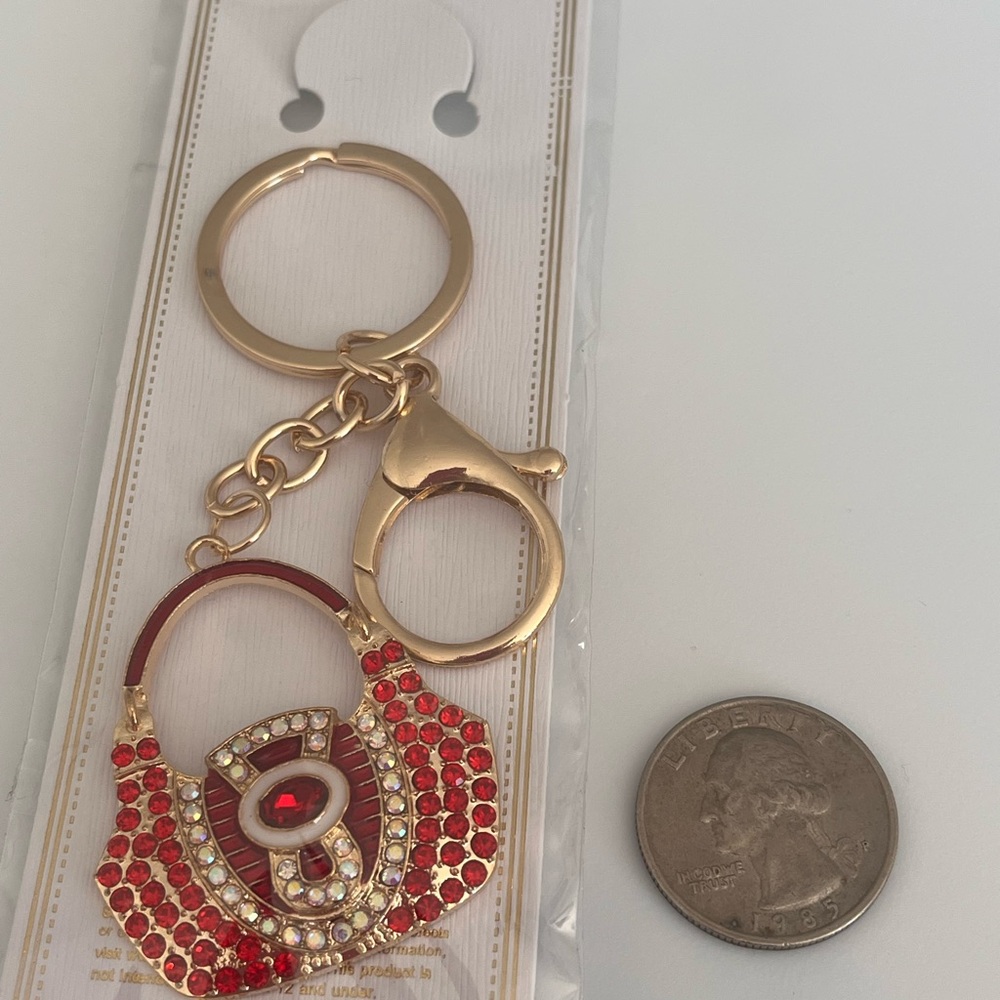 Red and Gold Purse Keychain - Picture 3 of 3